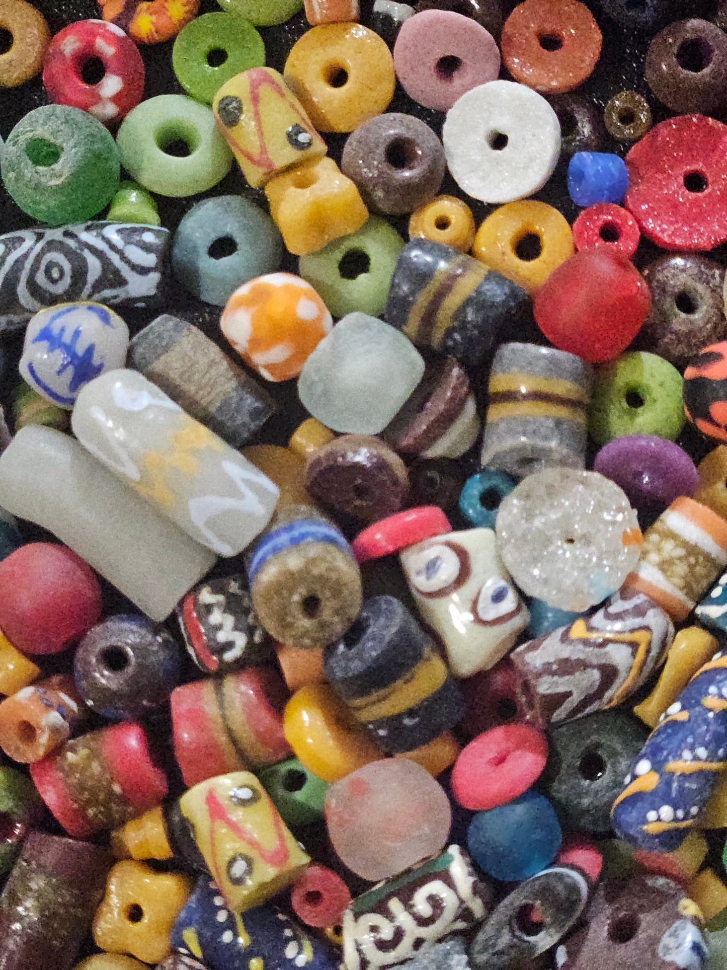 African Beads Soup Mix – Krobo Recycled Glass Beads (One Cup, ~160 Pieces)