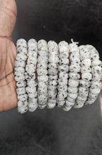 Handmade White & Black Speckled African Glass Beads – Krobo Recycled Glass Short Tube Beads for Jewelry Making