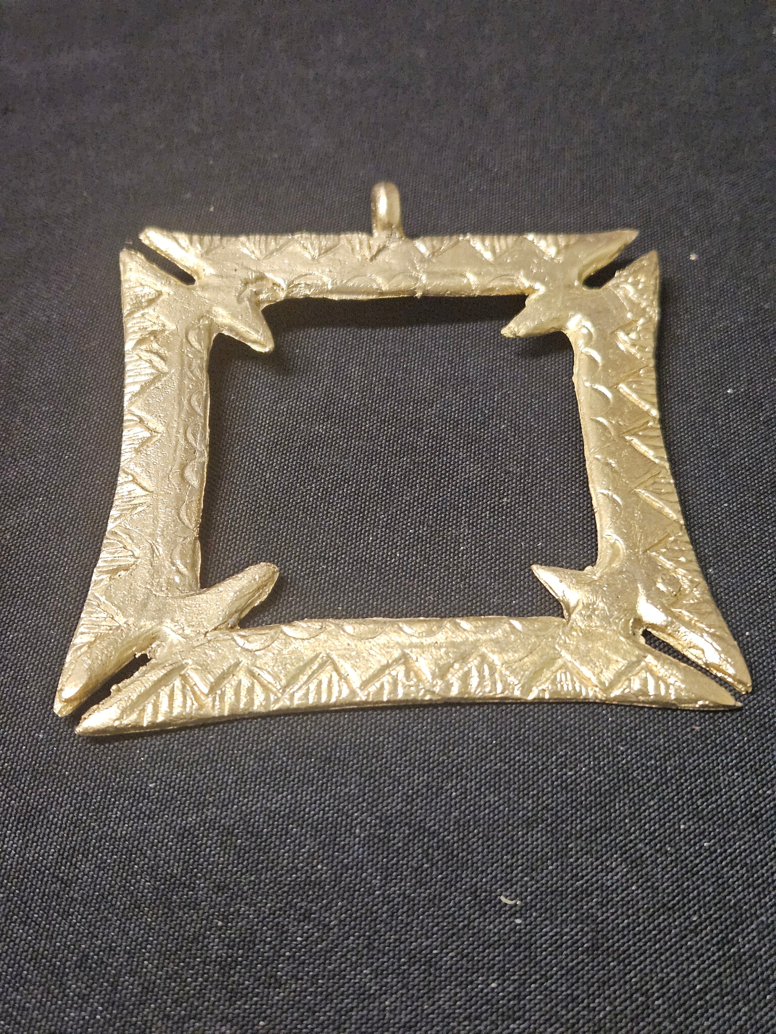 Large Handcrafted Fihankra African Brass Pendant | Authentic Ghana Adinkra Symbol of Community