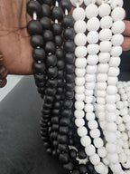 White Krobo Powdered Glass Round Beads | 13–14mm | Ghana | Approx. 40–41 Beads
