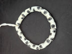Ivory White Krobo Painted Glass Tube Beads with Ebony Black Medallion Motifs