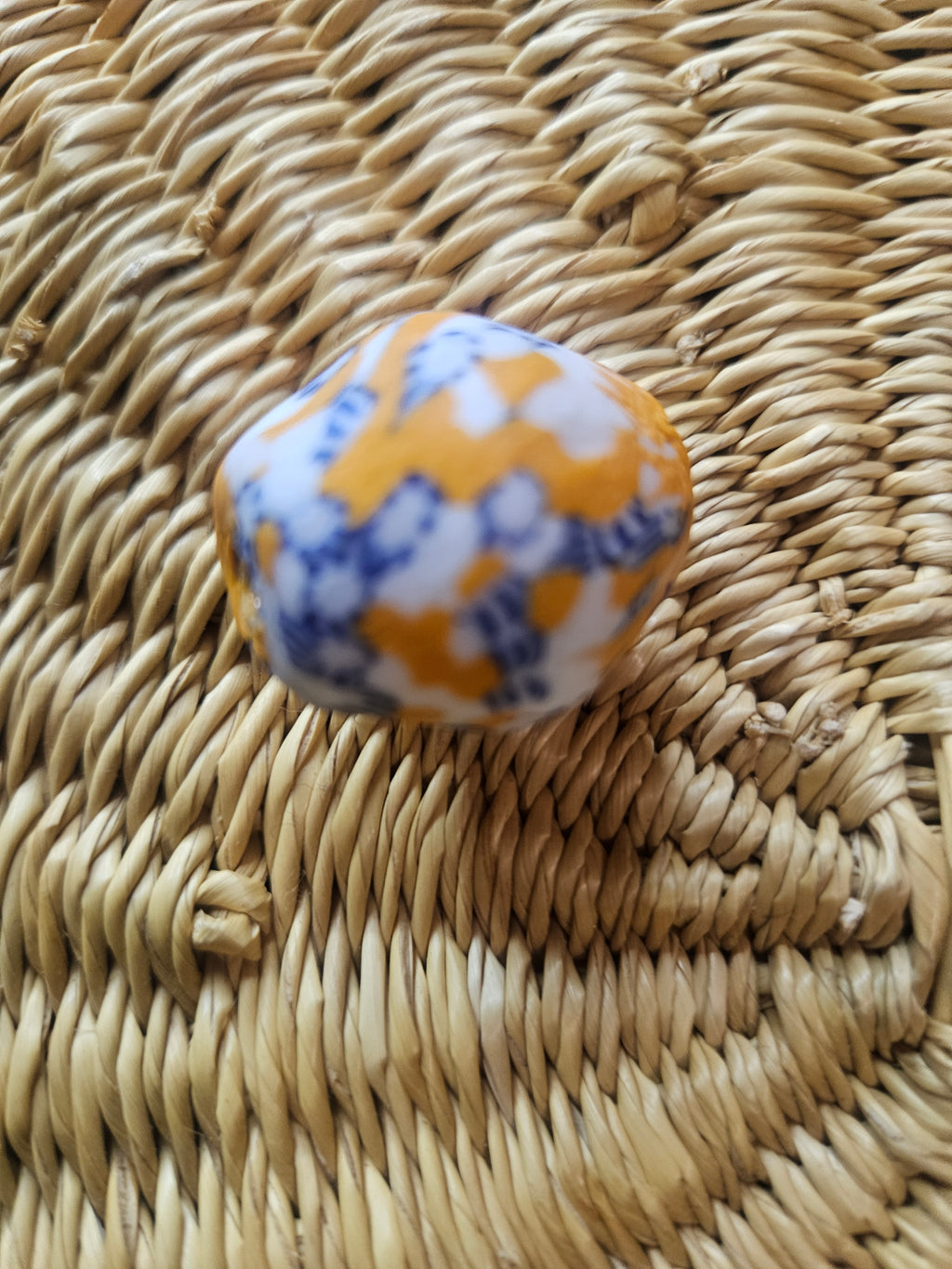 24mm Fused Krobo Recycled Glass Focal Bead – Golden Indigo