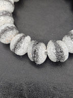 Black & White Krobo Sugar Glass Rondelle Beads | Handcrafted Recycled Glass Beads from Ghana | Approx. 30 Beads Per Strand