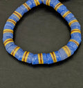 Blue Striped Krobo Kente Glass Beads | Handcrafted Powdered Glass Beads from Ghana | Approx. 17 Beads