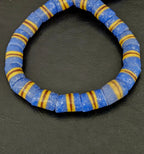 Blue Striped Krobo Kente Glass Beads | Handcrafted Powdered Glass Beads from Ghana | Approx. 17 Beads