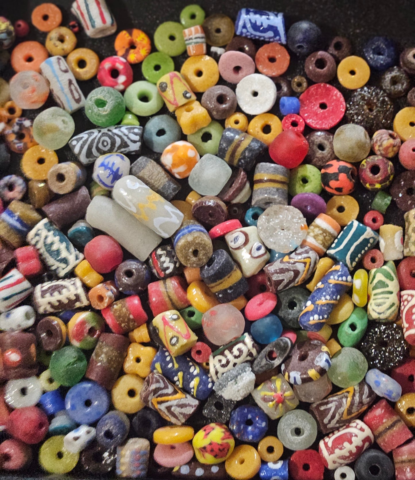 African Beads Soup Mix – Krobo Recycled Glass Beads (One Cup, ~160 Pieces)