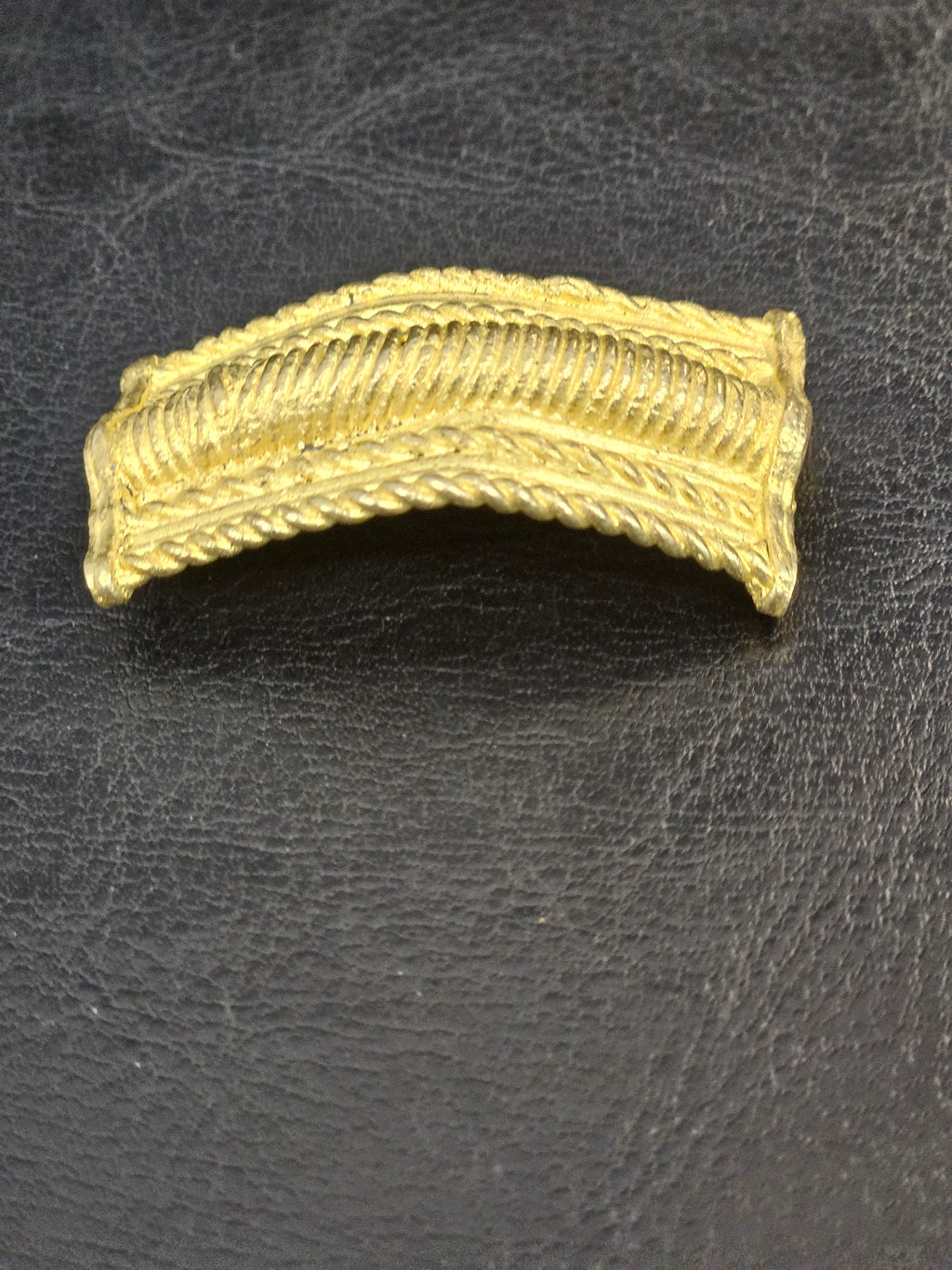 Handcrafted Curved Ashanti Brass Component Bead | Large Hole African Brass Bracelet Focal Bead | Ghana Artisan Brass Connector 25x50mm