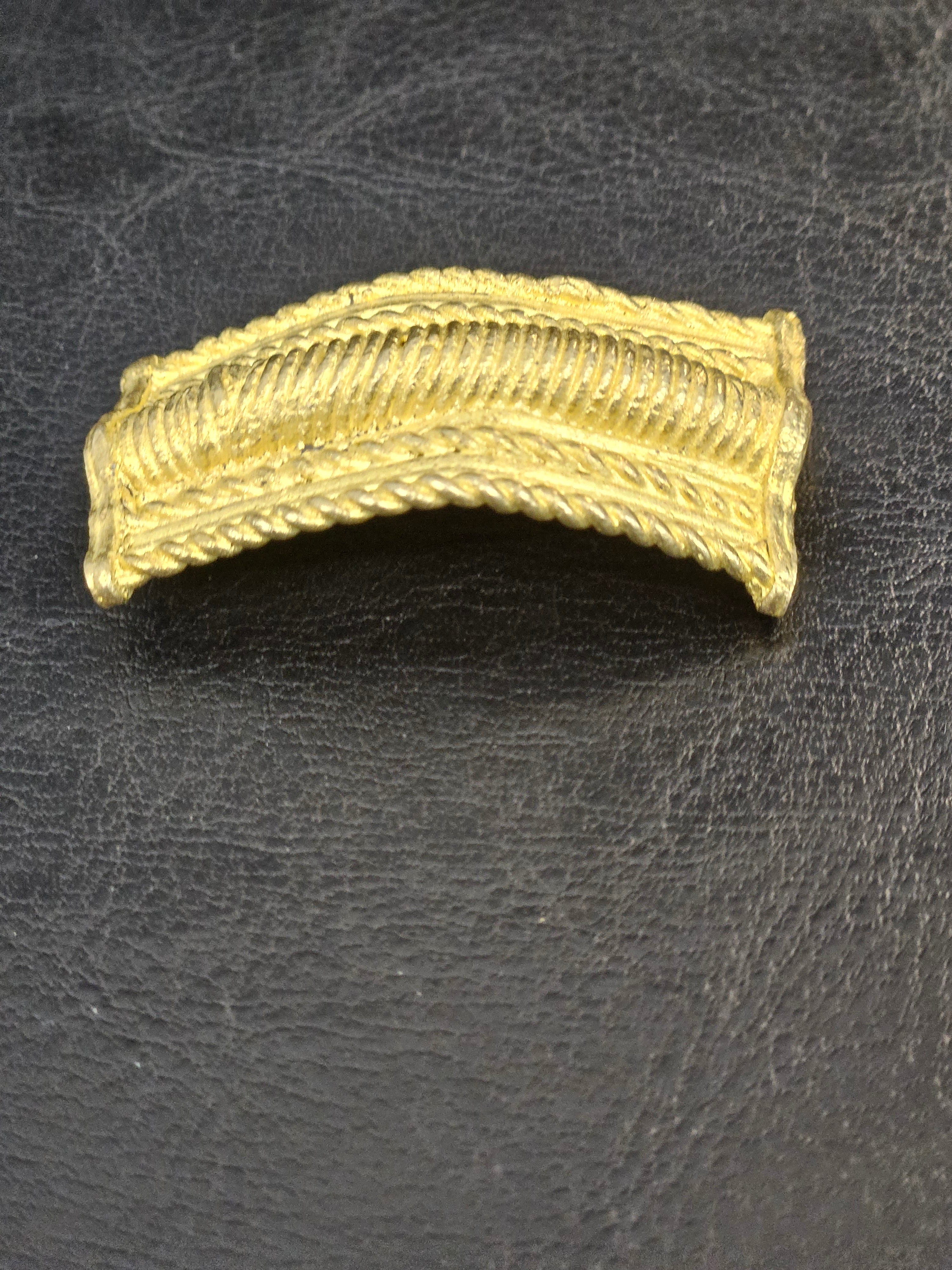 Handcrafted Curved Ashanti Brass Component Bead | Large Hole African Brass Bracelet Focal Bead | Ghana Artisan Brass Connector 25x50mm