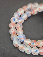 Authentic Red White Blue Krobo Recycled Glass Beads | Handmade Translucent Ghana Beads 12–14mm