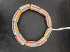 African Glass Beads – Painted Krobo Long Tubes, Gray & Coral Krobo Beads