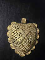 Large Akofena Ghana Brass Statement Pendant – Woven Geometric Focal
