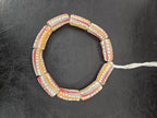 African Glass Beads – Painted Krobo Long Tubes, Gray & Coral Krobo Beads
