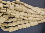 Authentic Large Sand Beige Krobo Powdered Glass Beads | Handmade Recycled Glass Beads | Ghana | 25×25×11–12mm