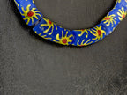 Painted Krobo Glass Tube Beads | Royal Blue Recycled Glass Tube Beads | Handmade in Ghana | 13–14×26–30mm
