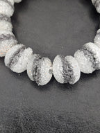 Black & White Krobo Sugar Glass Rondelle Beads | Handcrafted Recycled Glass Beads from Ghana | Approx. 30 Beads Per Strand