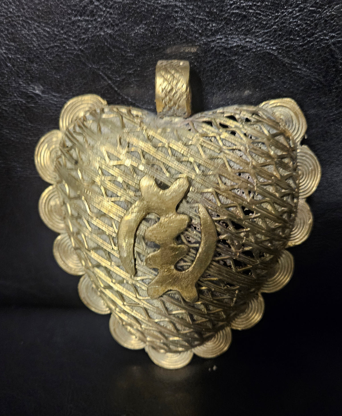 Oversized Gye Nyame Adinkra Brass Pendant – Handcrafted in Ghana