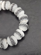 Black & White Krobo Sugar Glass Rondelle Beads | Handcrafted Recycled Glass Beads from Ghana | Approx. 30 Beads Per Strand
