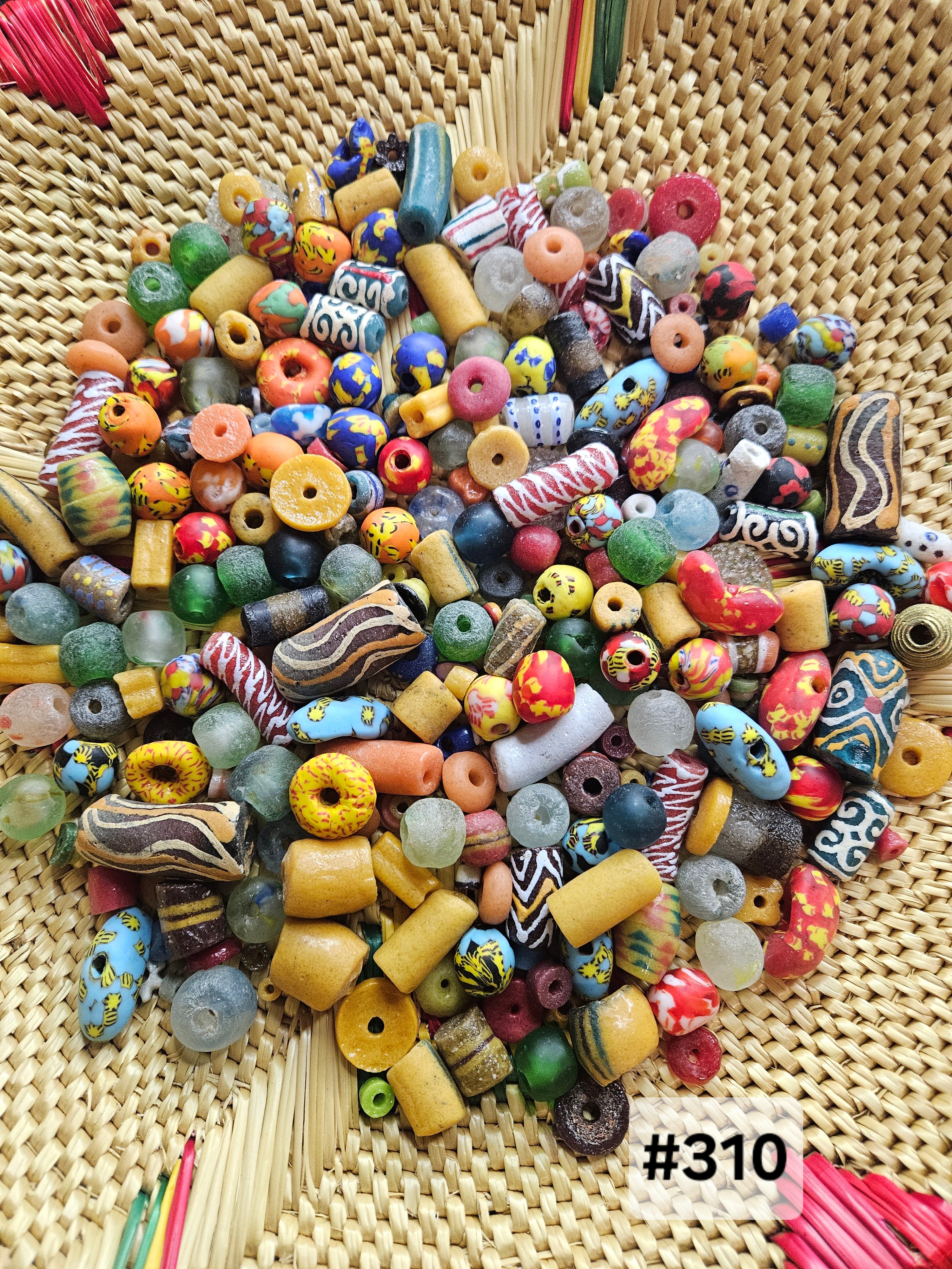 Assorted African Krobo Glass Beads – 300+ Mix