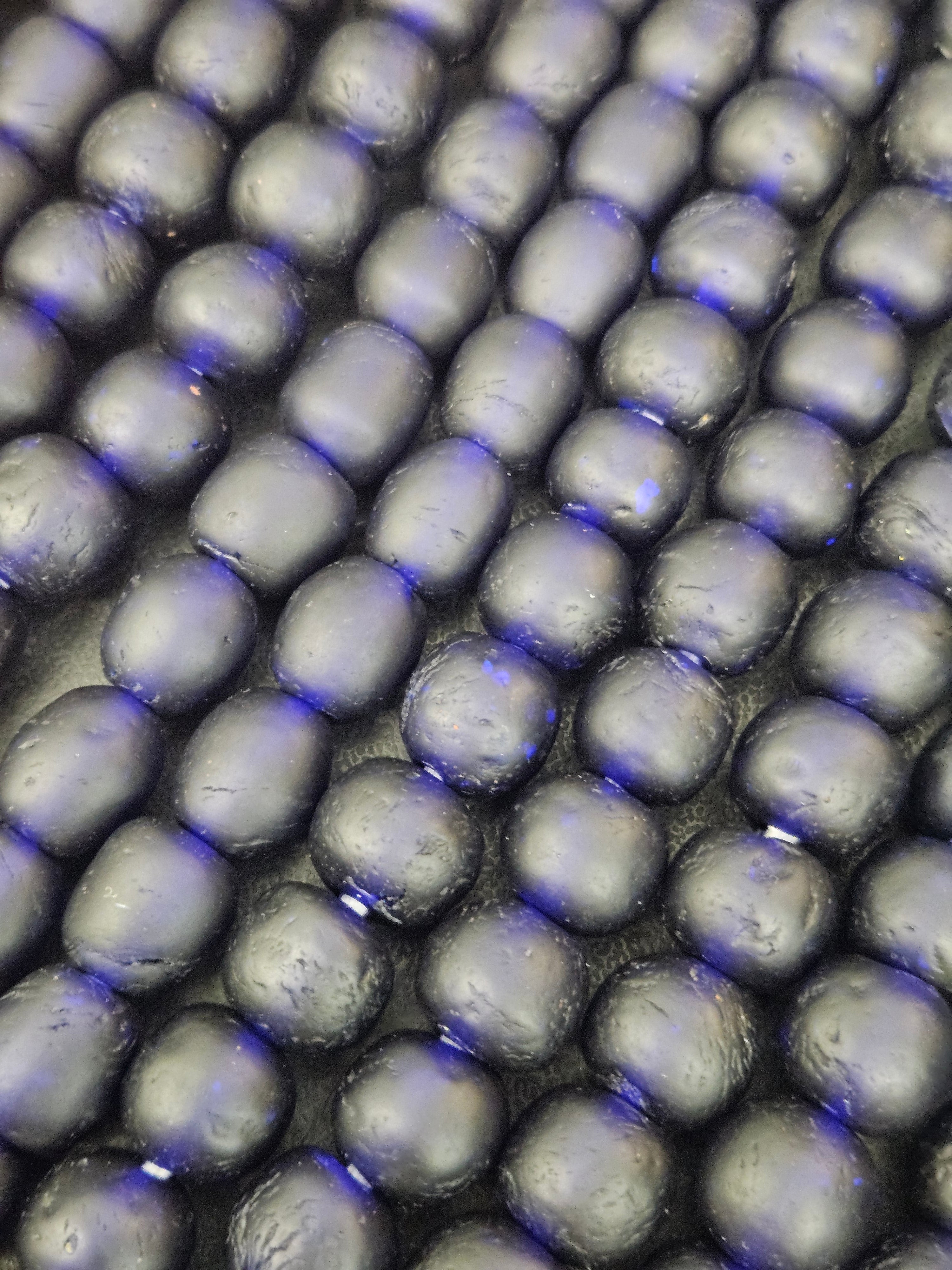 African Glass Beads – Deep Indigo Krobo Pocket Beads from Ghana