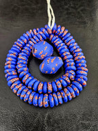 African Glass Bead Bundle – Cobalt Blue Krobo Rondelles + Focal Beads