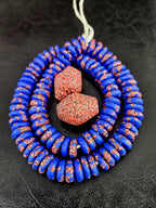 African Glass Bead Bundle – Cobalt Krobo Fused Rondelles + 2 Focal Beads