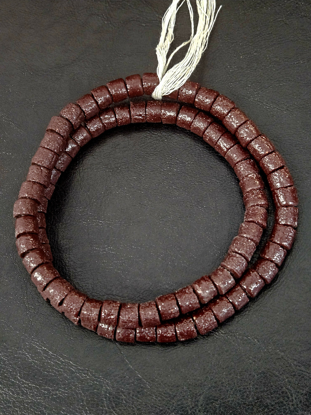 Deep Cocoa Small Cube Tube Krobo Glass Beads | Designer Strand from Ghana