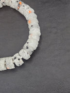 White Confetti Krobo Sugar Glass Short Tube Beads | Handcrafted Recycled Glass Beads from Ghana | Approx. 32 Beads Per Strand