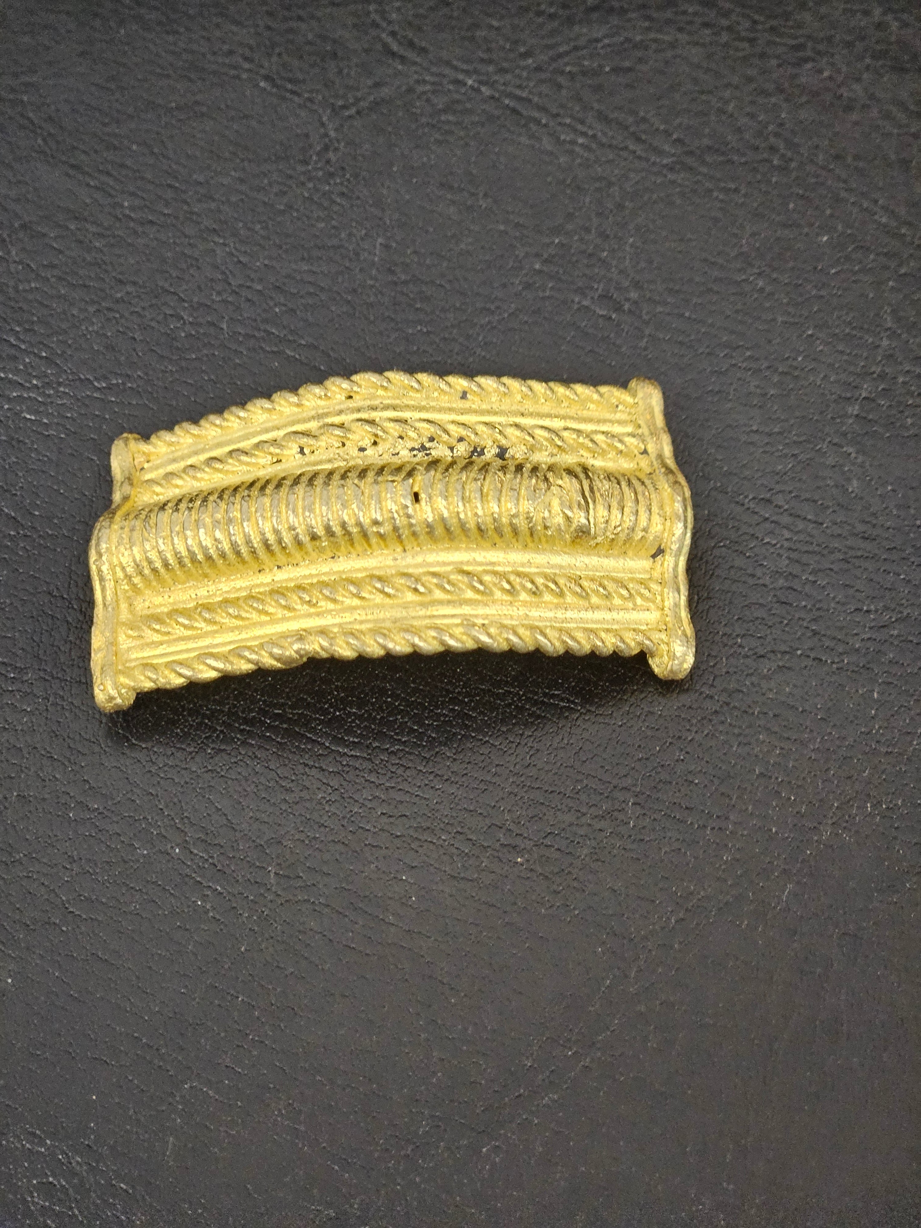 Handcrafted Curved Ashanti Brass Component Bead | Large Hole African Brass Bracelet Focal Bead | Ghana Artisan Brass Connector 25x50mm