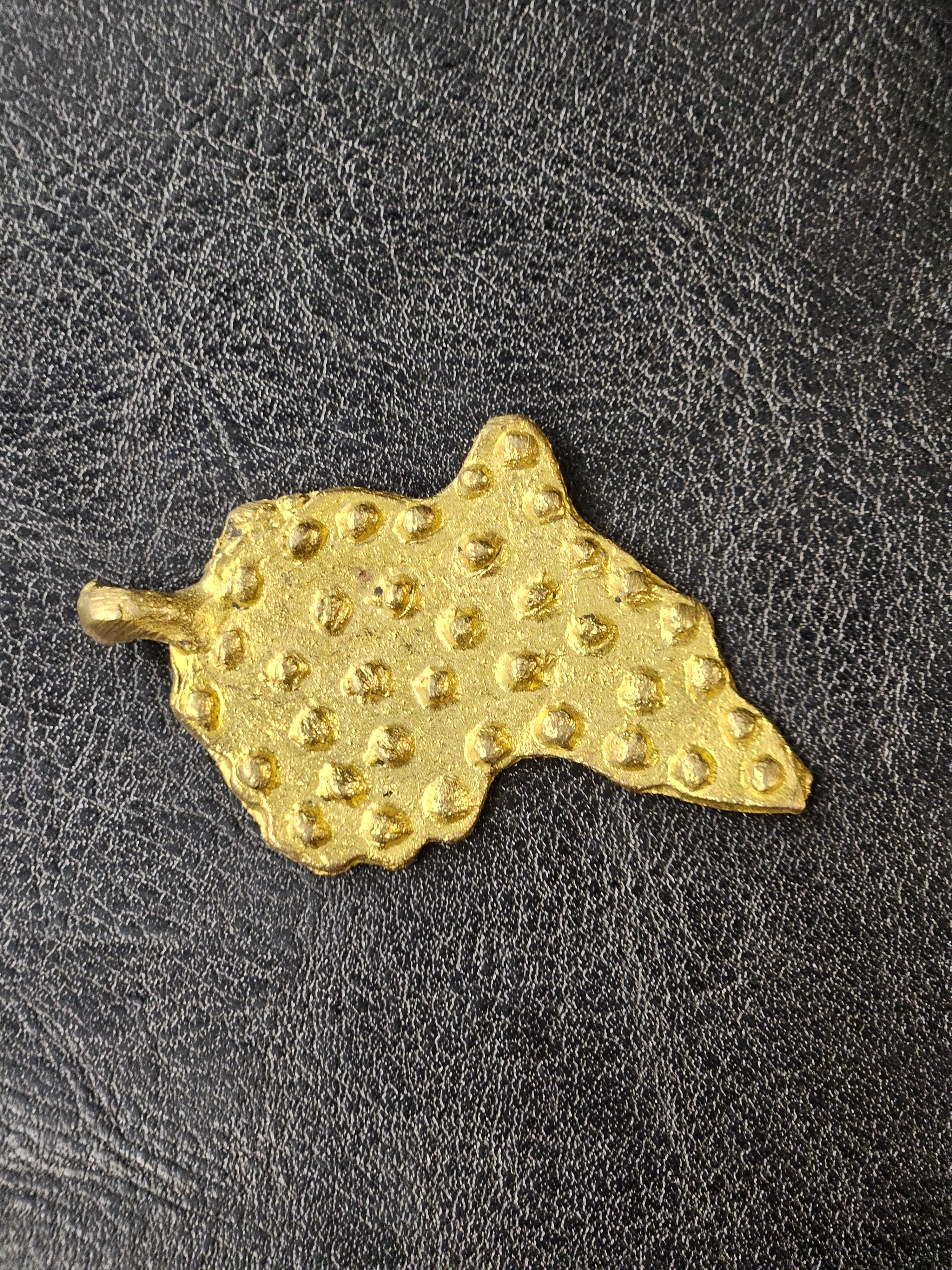 Handcrafted African Brass Pendant – Map of Africa, 55x40mm | Authentic Ghanaian Jewelry Making Supplies