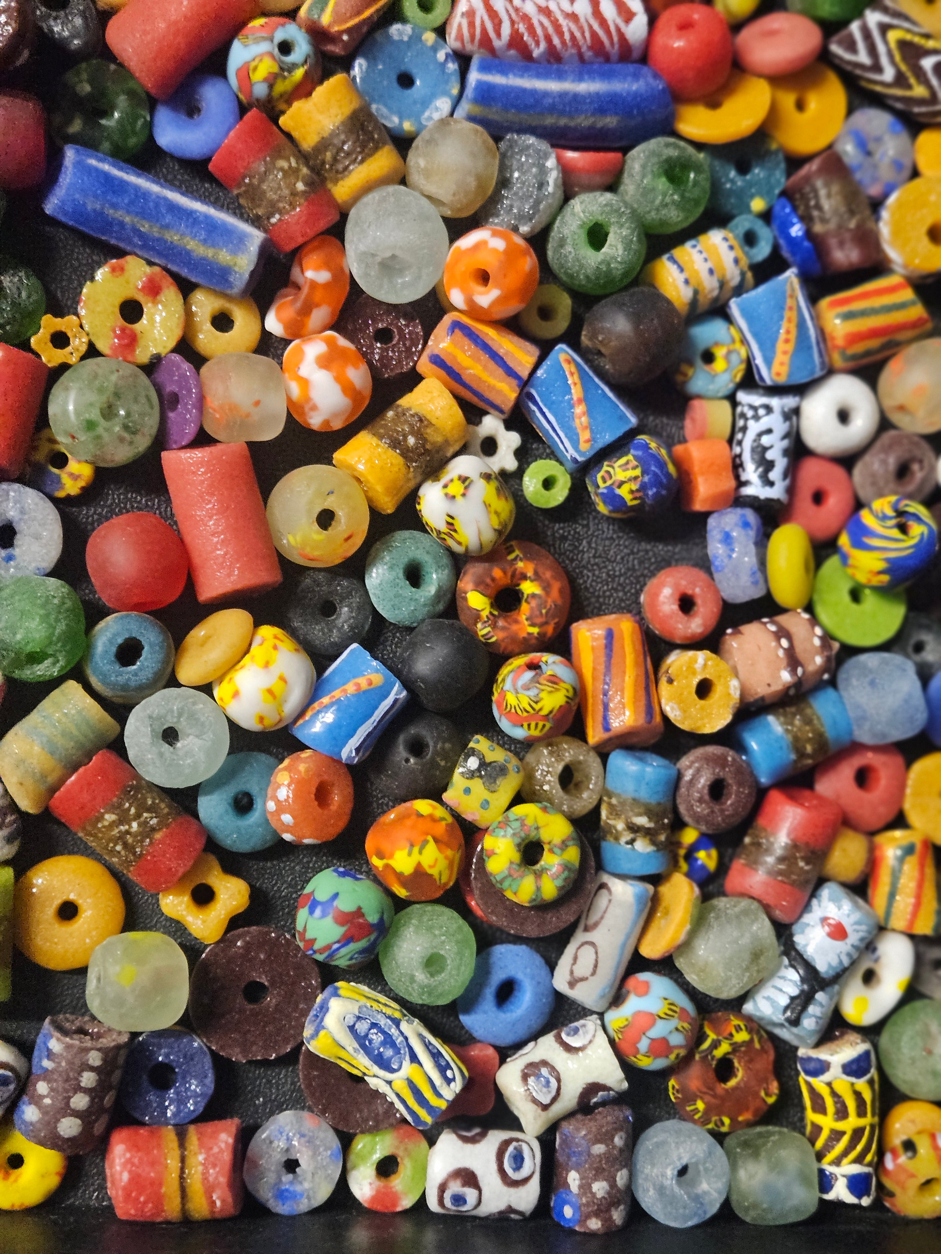 Ghana Glass Bead Treasure Mix – Assorted African Krobo Beads, 1 Cup