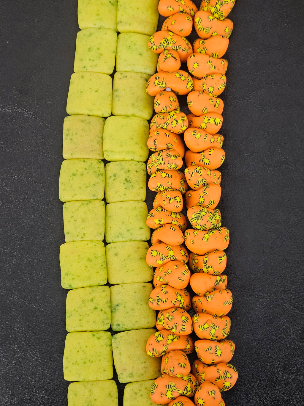 African Krobo Glass Bead Bundles | Canoe & Pillow Square Beads