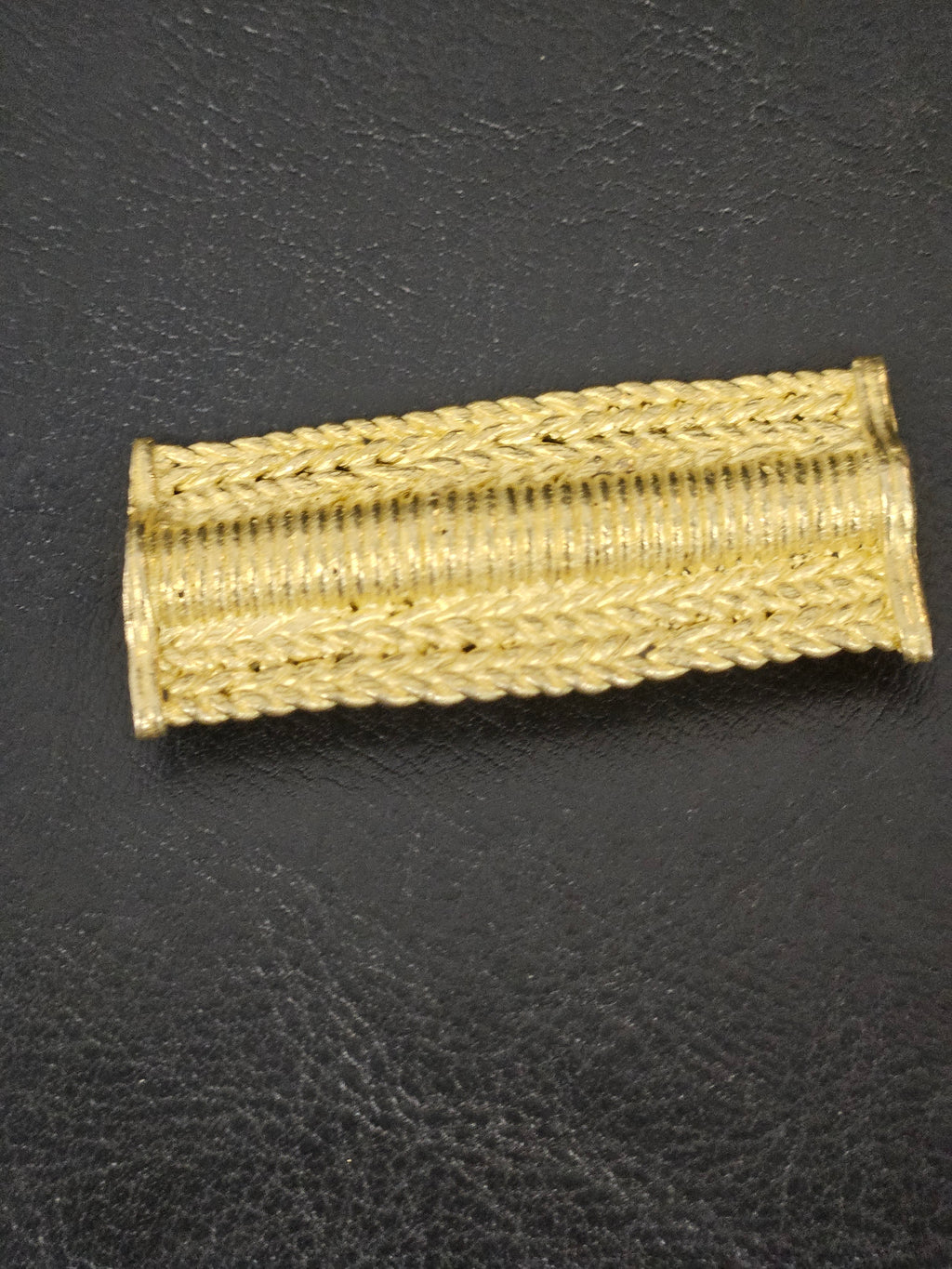Handcrafted Ashanti Brass Woven Barrel Component Bead | Large Hole African Brass Focal Bead | Ghana Artisan Jewelry Component 24x54mm