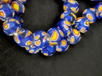 Cobalt Blue Eye Motif African Trade Beads Sourced in Ghana | Large-Hole Glass Trade Beads | 15–16mm Designer & Collector Strand