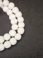 White Krobo Powdered Glass Round Beads | 13–14mm | Ghana | Approx. 40–41 Beads