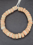 Peach & Ivory Krobo Sugar Glass Short Tube Beads | Handcrafted Recycled Glass Beads from Ghana | Approx. 32 Beads Per Strand