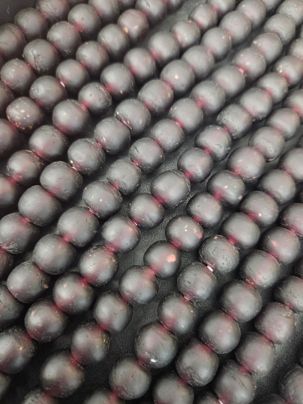 Burgundy Krobo Pocket Glass Beads – Handmade in Ghana, 13–14mm