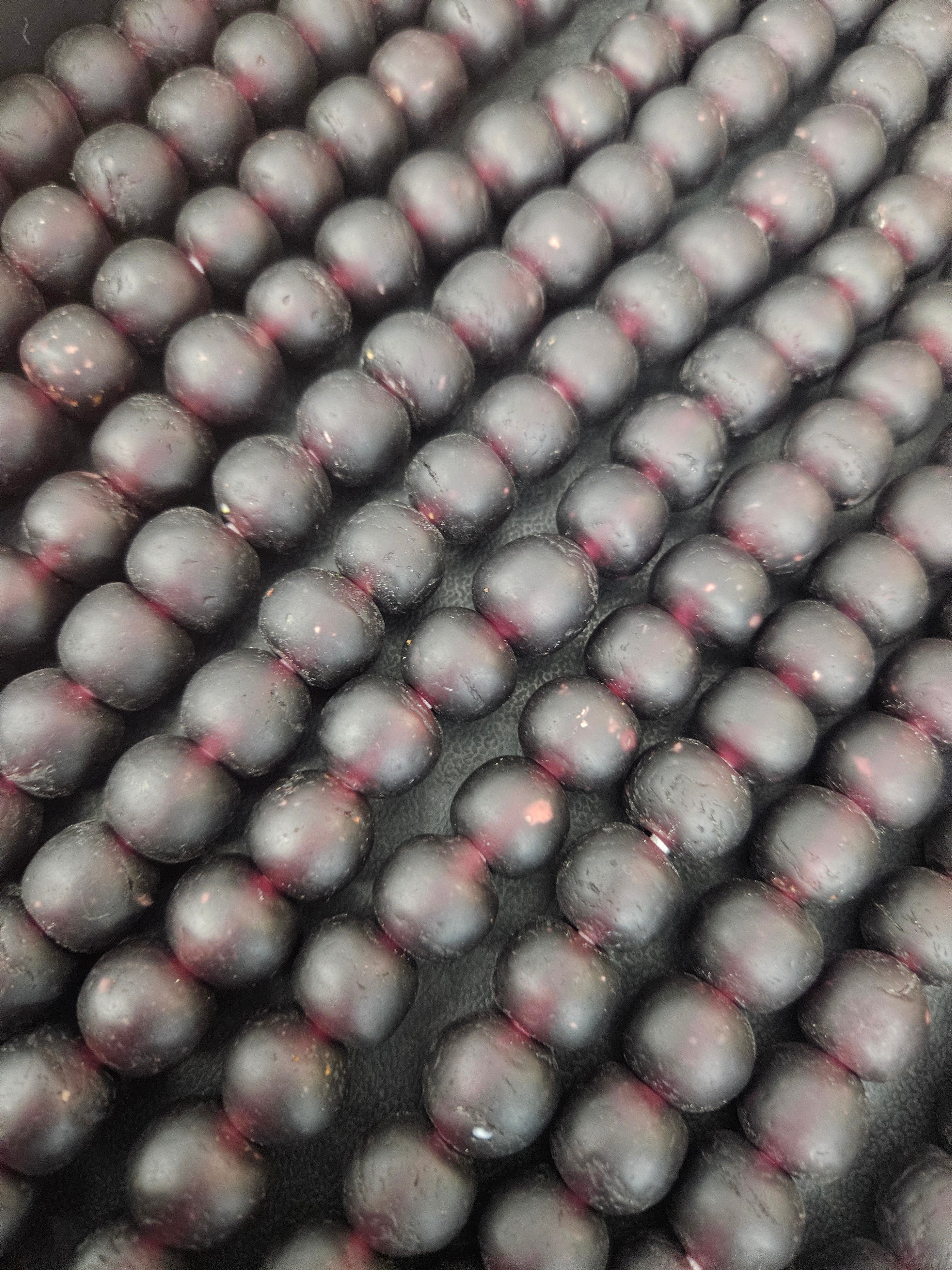 Burgundy Krobo Pocket Glass Beads – Handmade in Ghana, 13–14mm