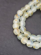 Authentic African Beads from Ghana | Chunky Translucent Recycled Glass Beads | Frosted Ocean Mist Krobo Beads 12–14mm