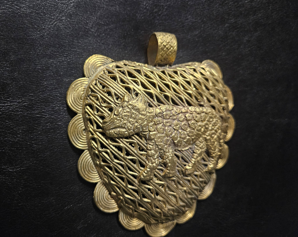 Large Ghana Brass Tiger Statement Pendant – Adinkrahene Design