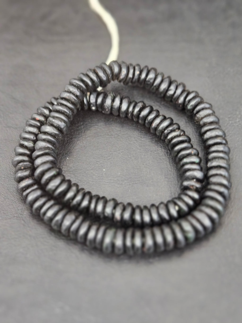 Authentic Matte Black Krobo Translucent Recycled Glass Rondelle Beads | Handmade Ghana African Glass Beads for Jewelry Making & Wholesale