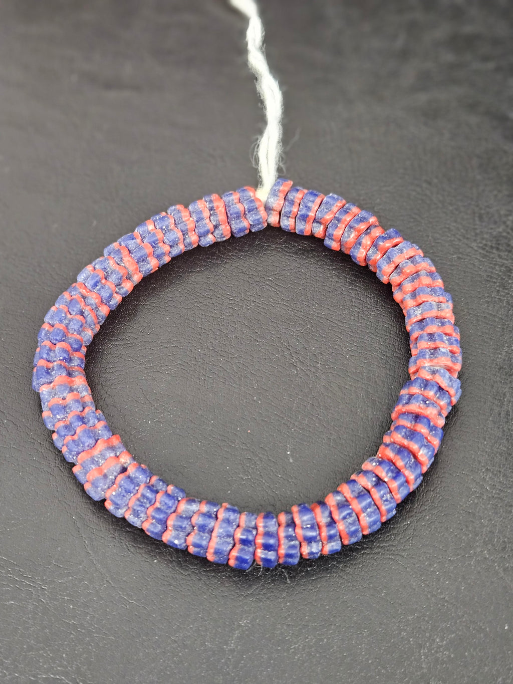 Royal Blue & Coral Krobo Glass Spacer Beads | Handcrafted Recycled Glass Beads from Ghana