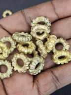 Handcrafted Ashanti Brass Ribbed Ring Spacer Beads | Large Hole African Brass Beads from Ghana | Statement Jewelry Components
