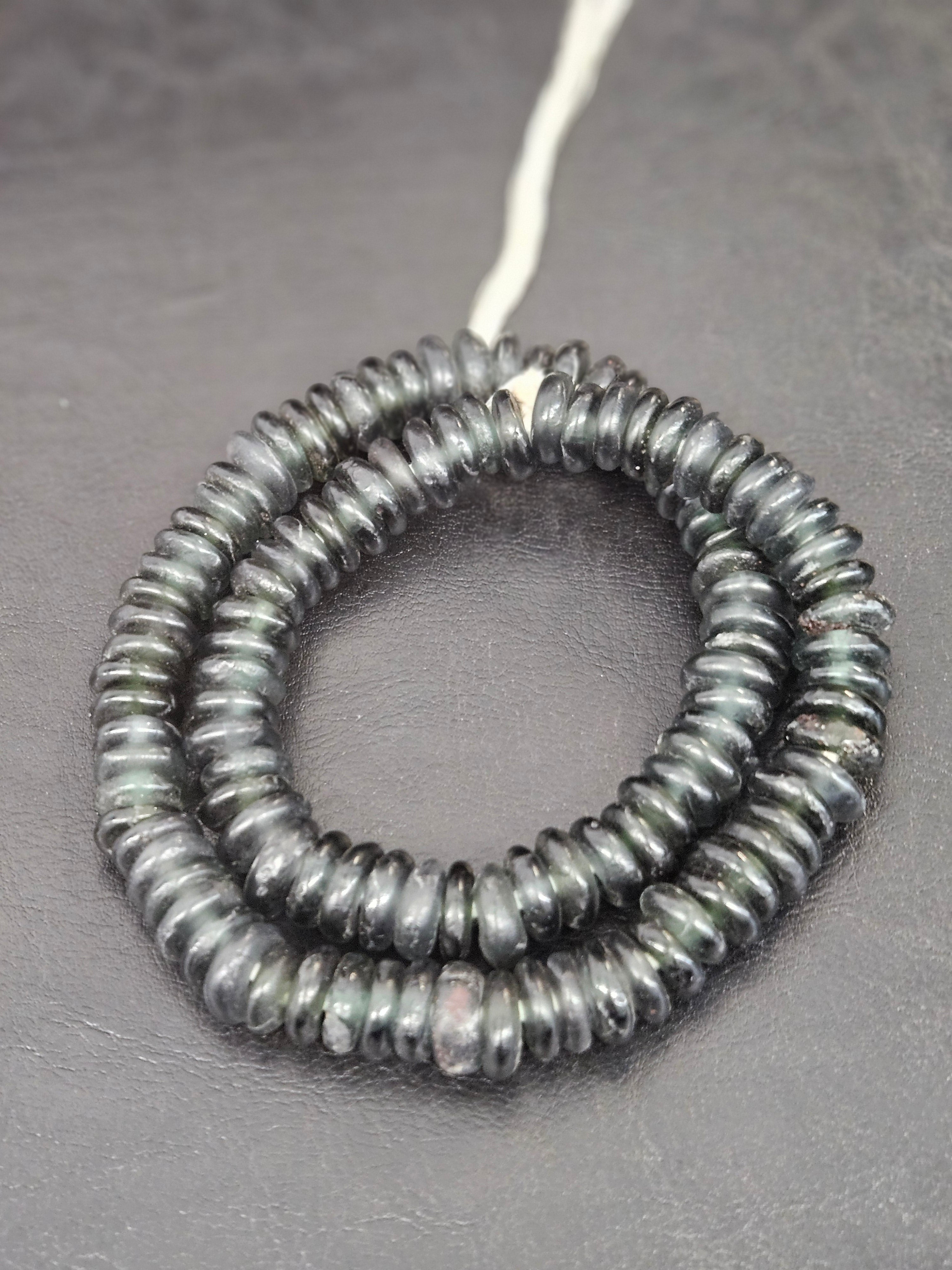 Authentic Black Krobo Translucent Recycled Glass Rondelle Beads | Handmade Ghana African Beads for Jewelry Making & Wholesale