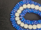 Blue & White African Glass Bead Bundle: Hand-Painted Krobo Rondelle and White Pocket Beads from Ghana