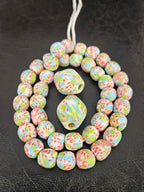 African Glass Bead Bundle – Multicolor Krobo Rounds + Focal Beads