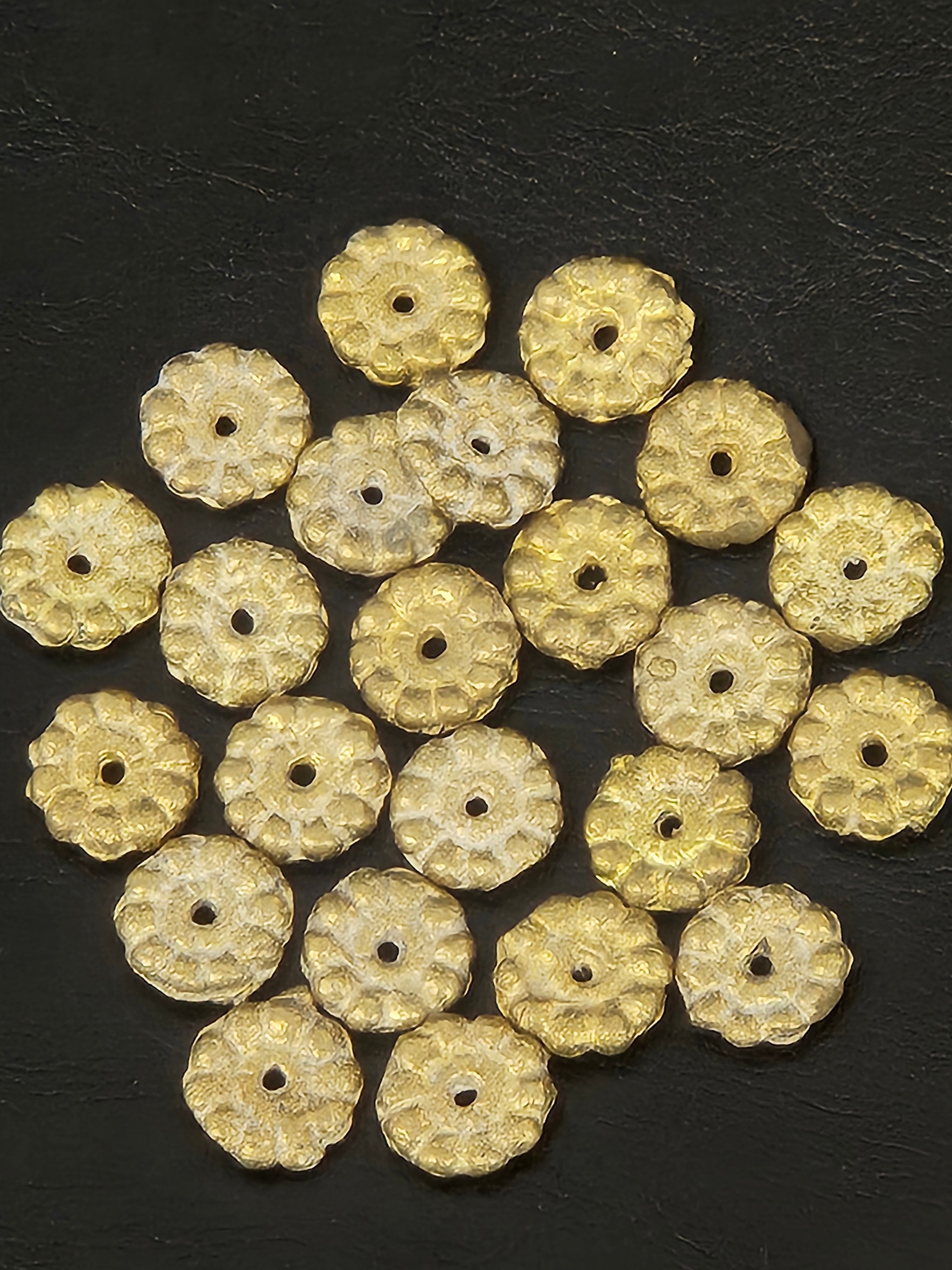 Handcrafted Ashanti Brass Spacer Beads | Large African Brass Disc Beads from Ghana | Jewelry Making Supplies