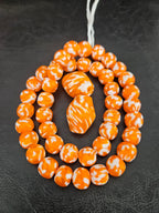 African Glass Bead Bundle – Orange & White Krobo Rounds + Focal Beads