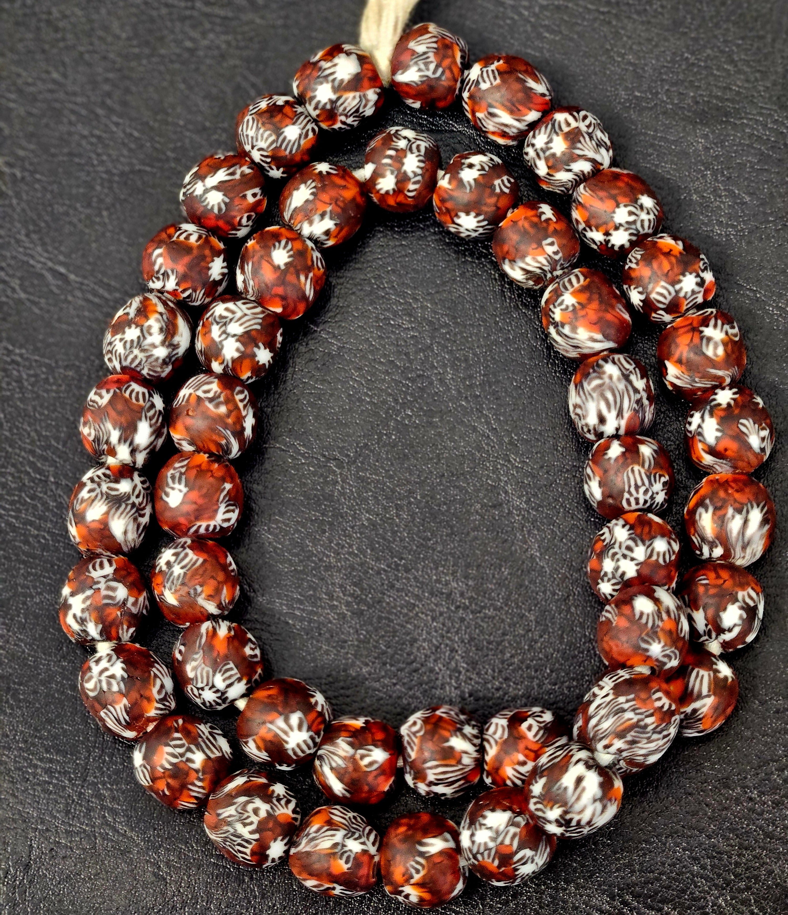 Fused Krobo Recycled Glass Beads (Ghana) – 12–14mm Large-Hole Round | ~45/Strand | Handmade African Trade Beads