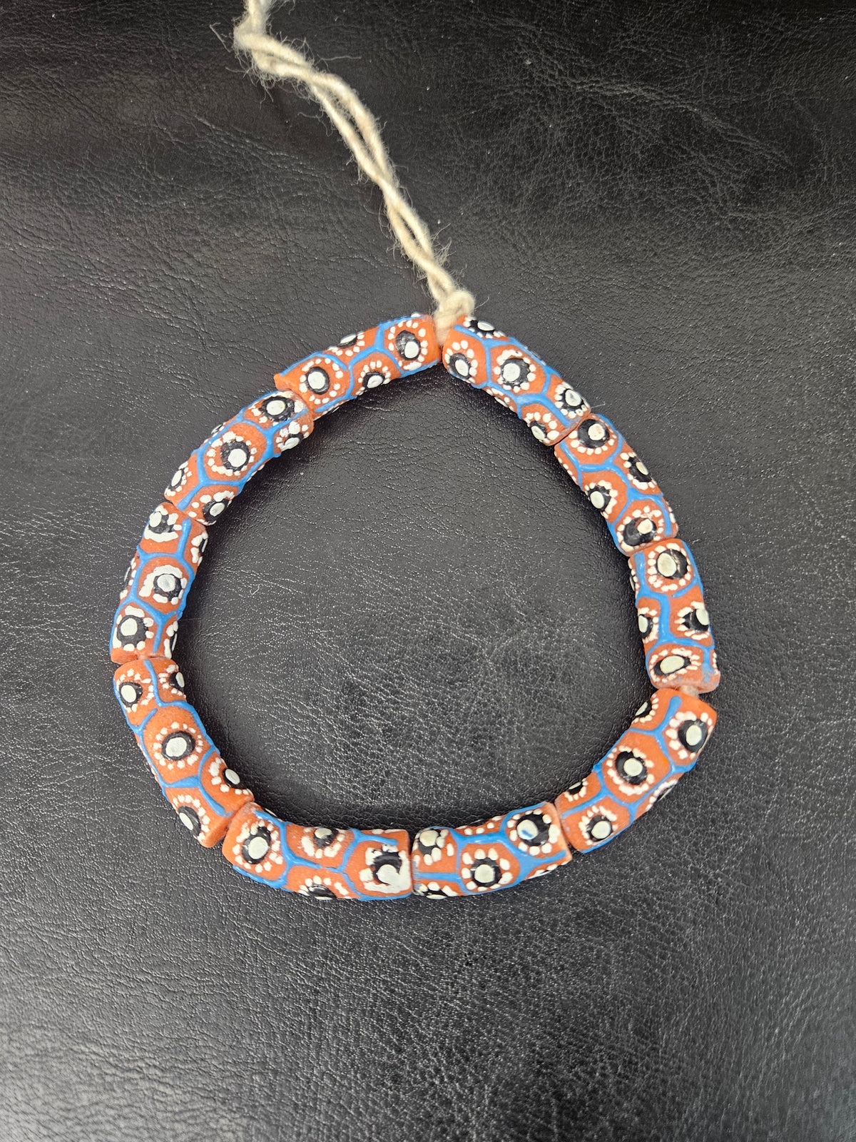 Golden Yellow Painted Krobo Glass Short Tube Beads | African Recycled Glass Beads Handmade in Ghana | Approx. 17 Beads