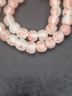 Authentic African Beads from Ghana | Chunky Coral Speckled Translucent Recycled Glass Beads | Handmade Krobo Beads 12–14mm